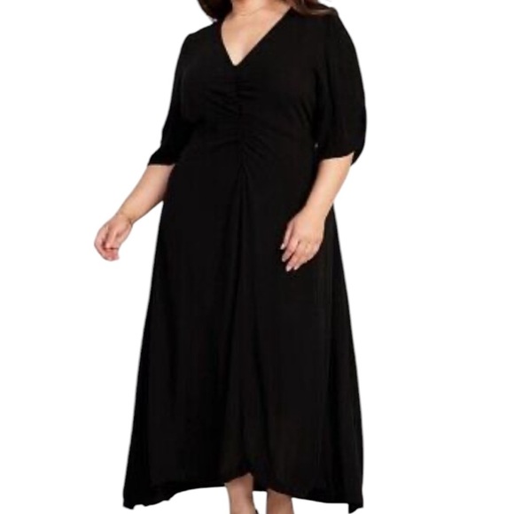 Scoop Midi Dress Womans Plus Size XXL Black Whimsigoth Career Drape - Picture 2 of 8
